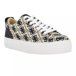 89$ GUESS Giaa Platform Court Lace-up Logo Sneakers Shoes Size 11 US White